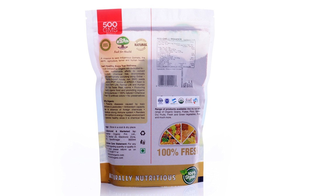 Go Earth Organic Red Chilli Powder    Pack  500 grams